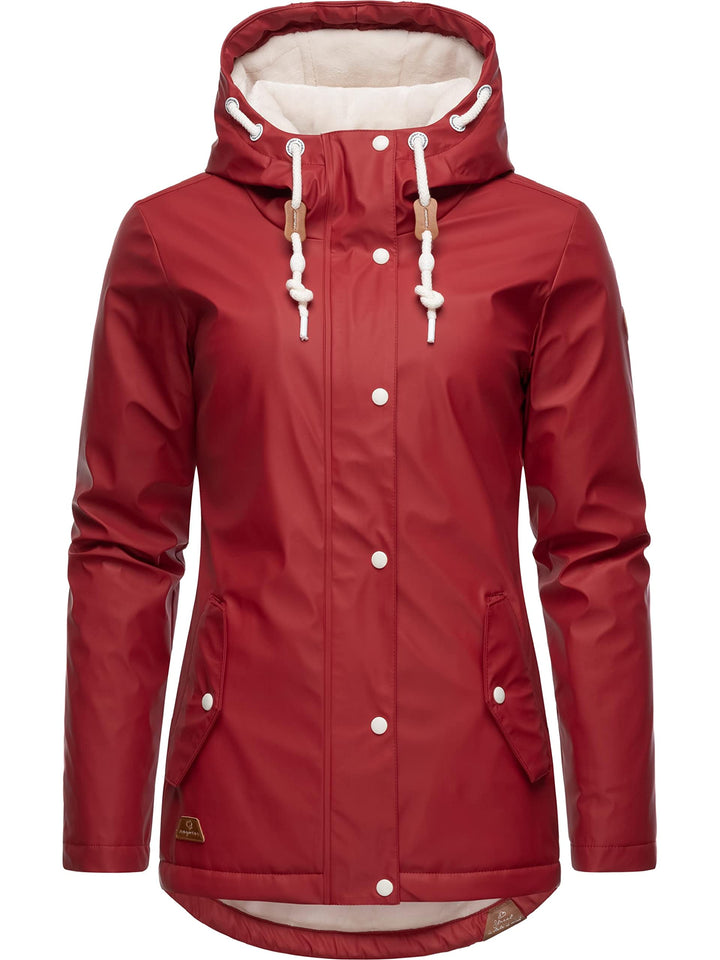 Ragwear Damen Winterjacke Kurze Regenjacke wasserdicht warm gefüttert mit Kapuze Marge XS-6XL S Red2