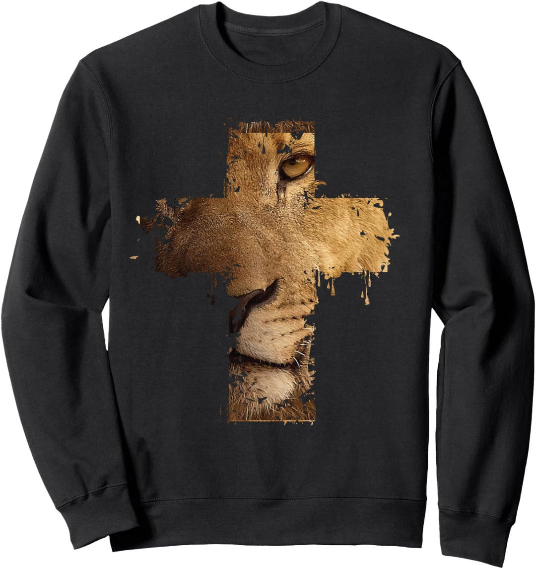 Lion Cross Christian Faith Sweatshirt