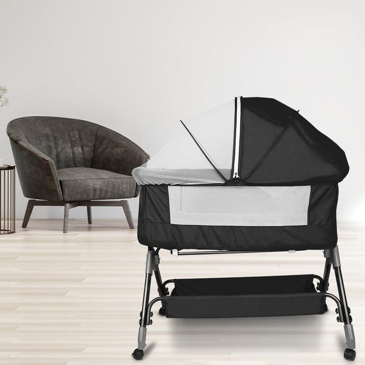 Kedia Babywiege mit Moskitonetz, Babybett & Reisebett mit Rollen, Babybett für Wiegen, höhenverstell