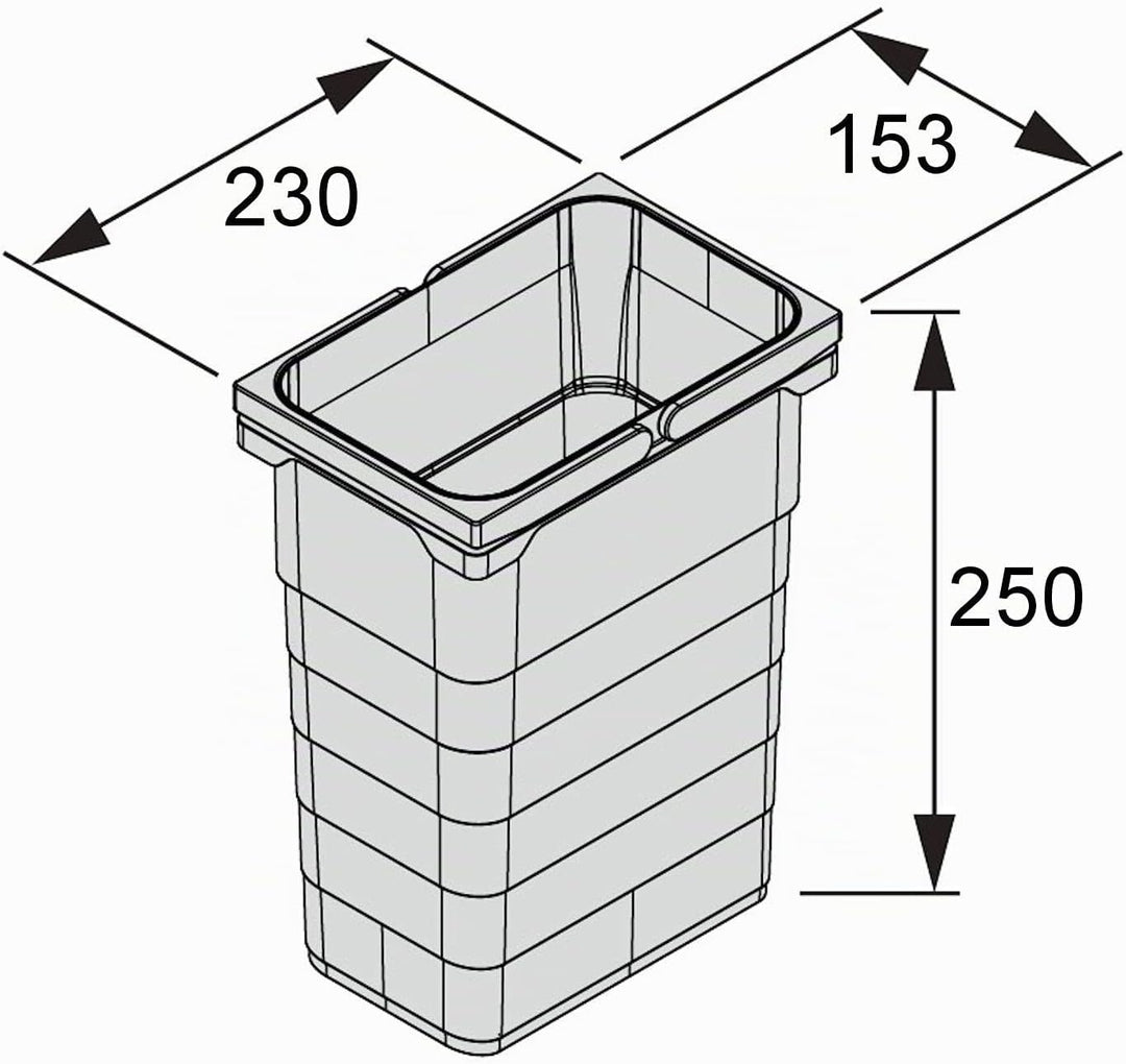 eins2vier Abfallsammler Höhe: 250 mm Volumen 7 Liter 230 x 153 mm dunkelgrau 5076 Abfalltrennsystem