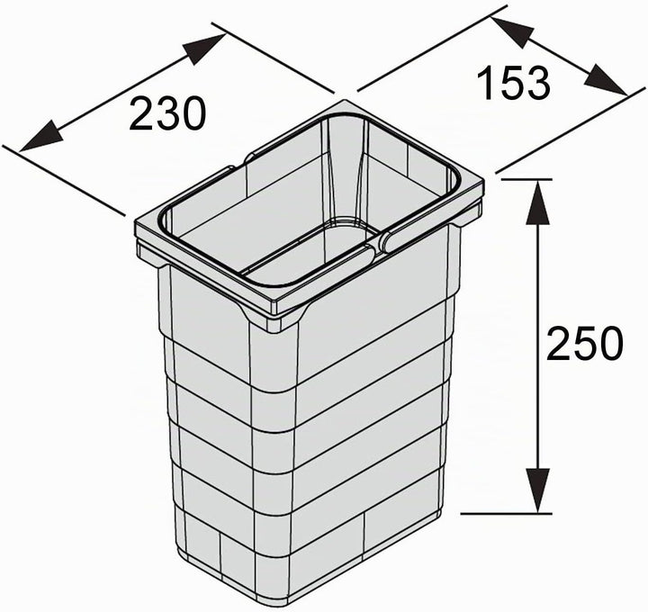 eins2vier Abfallsammler Höhe: 250 mm Volumen 7 Liter 230 x 153 mm dunkelgrau 5076 Abfalltrennsystem