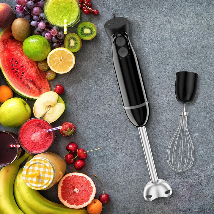 Bonsenkitchen 3 in 1 Elektrischer Stabmixer, 1000W Pürierstab mit Schneebesen/Messbecher, Stufenlose