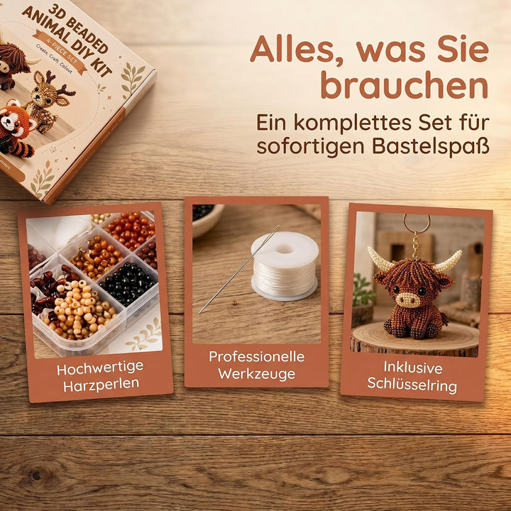 Copbopwn Perlentiere Bastelset | Wald | 3D Tiere | DIY Set Erwachsene | Basteln Erwachsene: Kreativ,