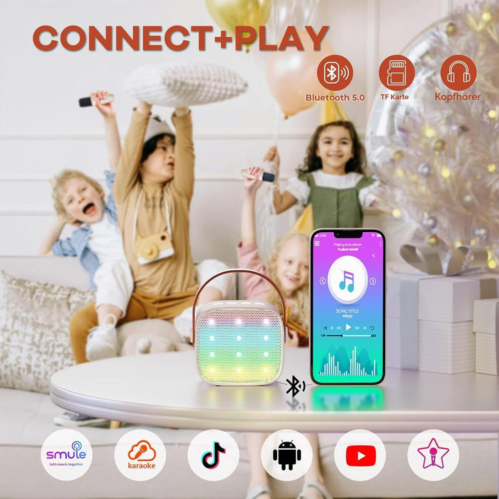 YLL Mini Kinder Karaoke Maschine mit 2 Mikrofon, Karaoke Geschenke für Mädchen Alter 3 4 5 6 7 8 9 1