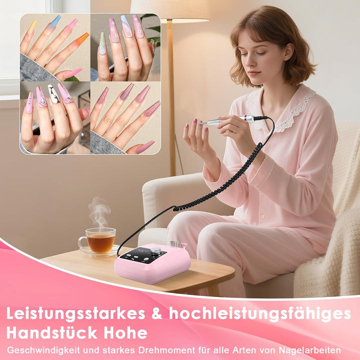 Nagelfräser Elektrisch für Gelnägel 45000 U/Min Maniküre Pediküre Set Elektrische Nagelfräser Profes