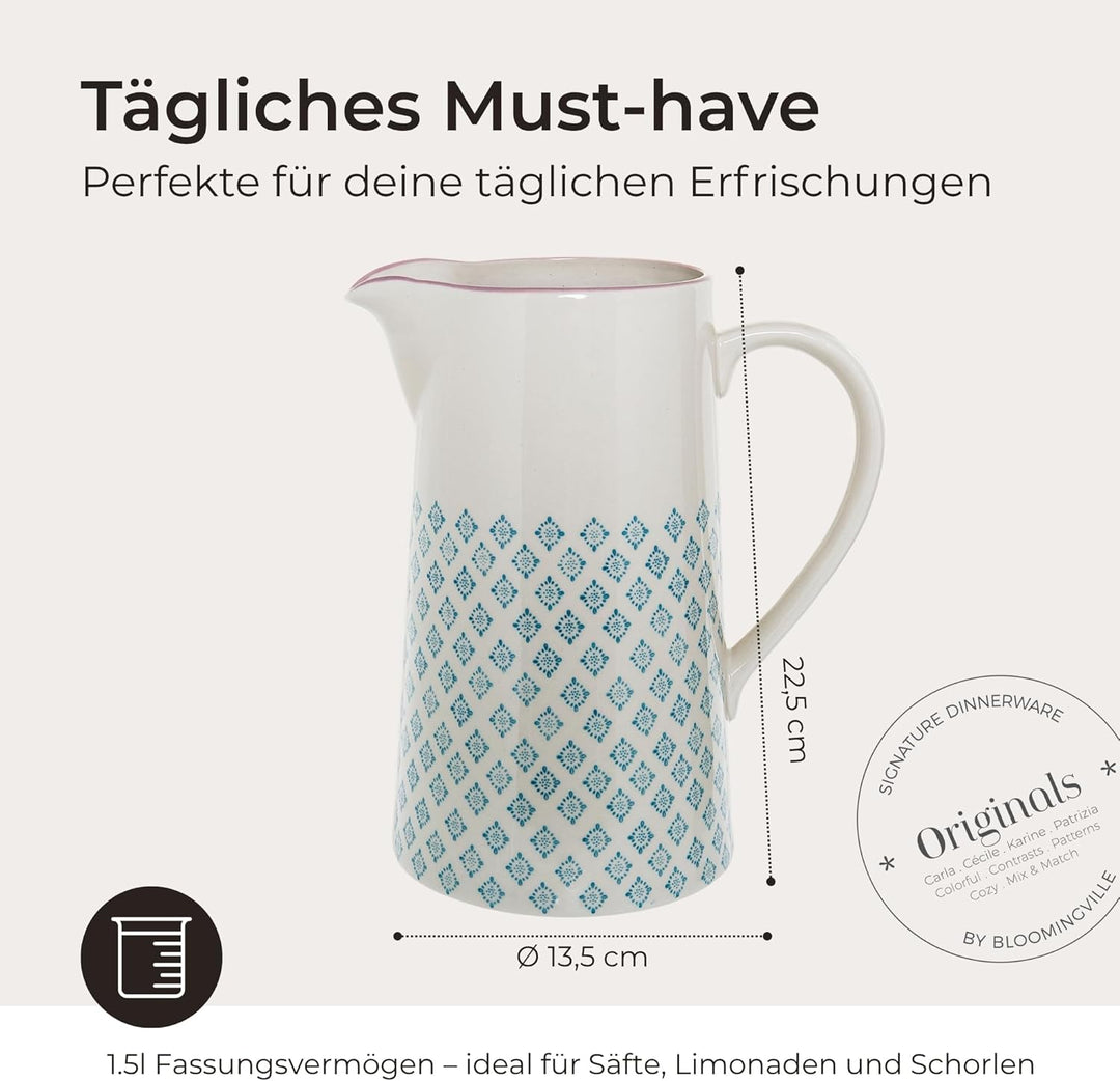 Bloomingville Wasserkrug Patrizia, blau,