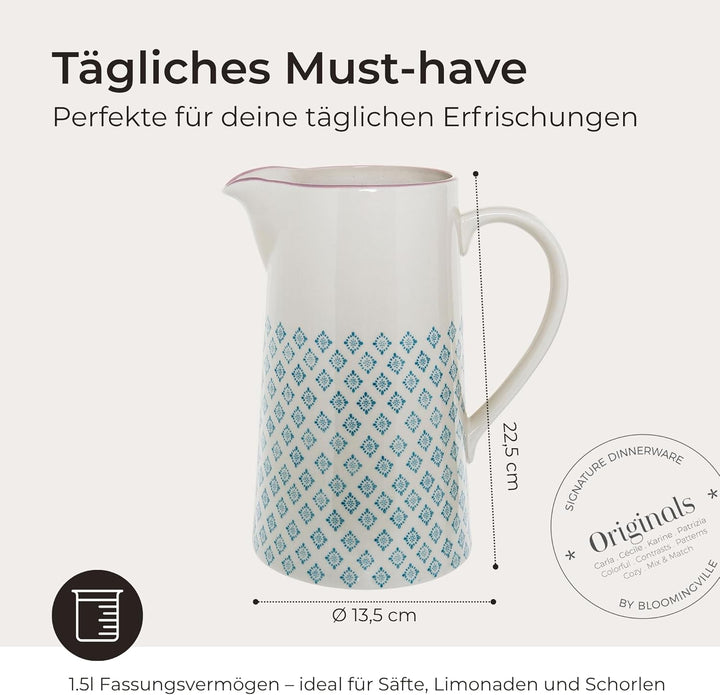Bloomingville Wasserkrug Patrizia, blau,