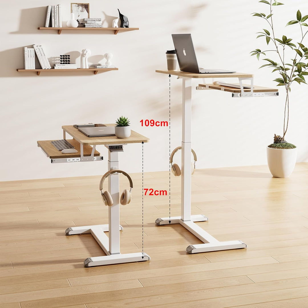 Fydeamer 68 × 50cm Mobile Standing Desk mit Tastaturablage, Höhenverstellbar Computertisch (72-109 c