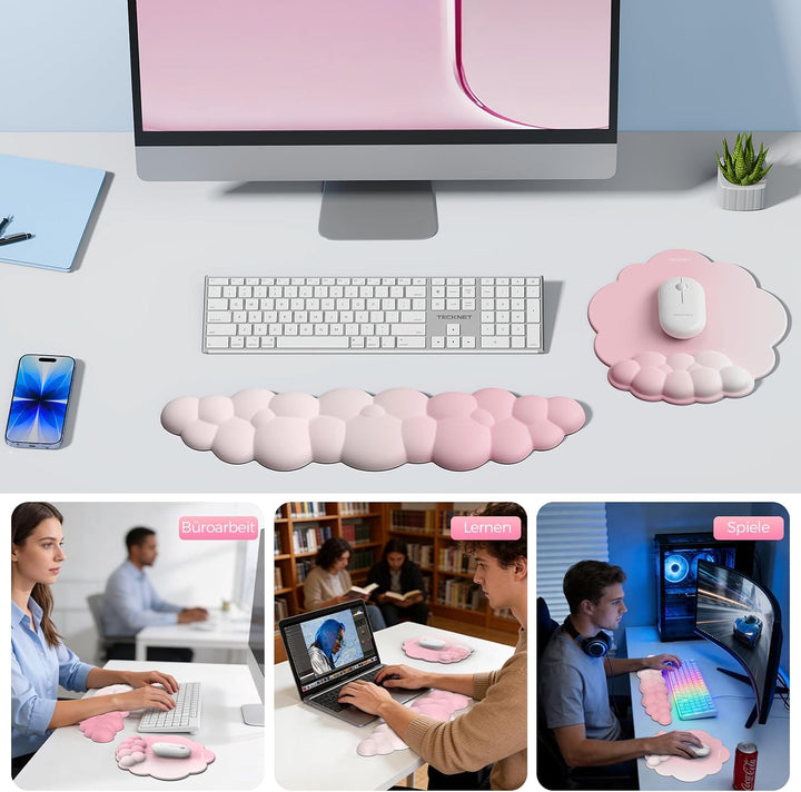 TECKNET Wolke Handballenauflage Tastatur, Mauspad mit Handauflage, Ergonomische Handauflage Tastatur