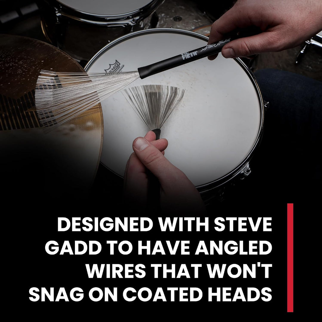 Vic Firth Signature Series Wire Brush - Steve Gadd - Retractable - Black Handle Wire Brush Single, W