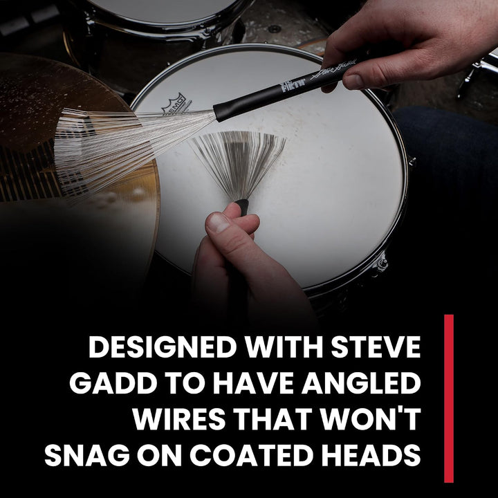 Vic Firth Signature Series Wire Brush - Steve Gadd - Retractable - Black Handle Wire Brush Single, W