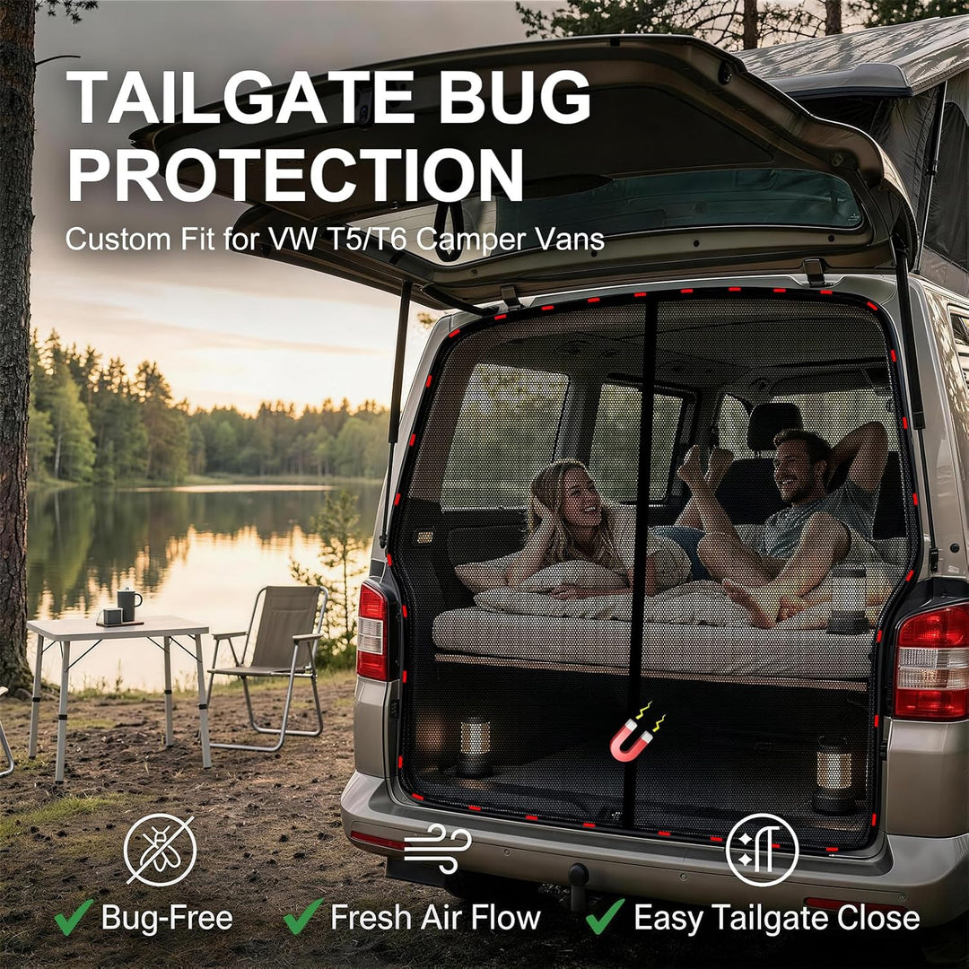 Moskitonetz für VW T5 T6 Heckklappe, Magnetisches Fliegengitter Camping für VW T5 / T6 Heckklappe, f