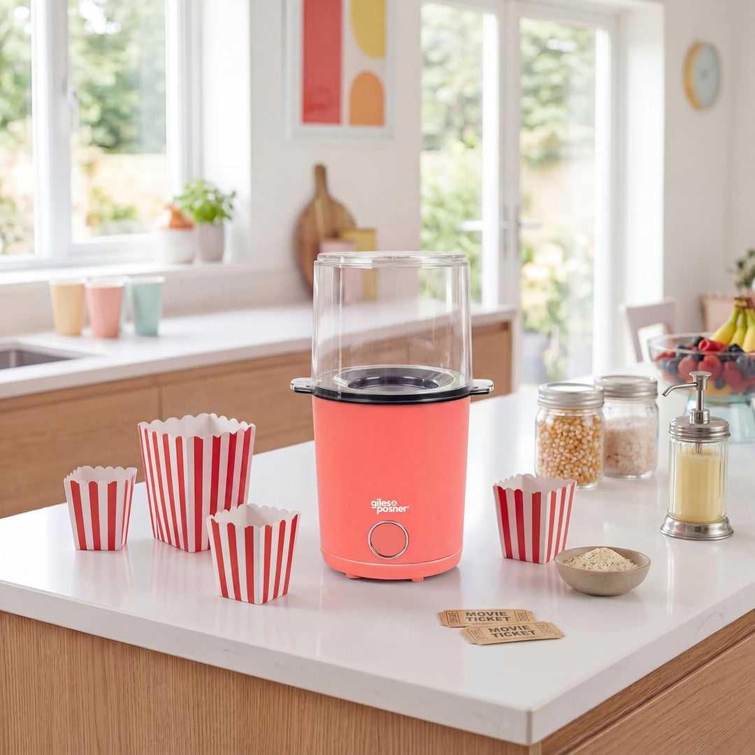 Giles & Posner Funfair Popcorn Maker – Elektrischer Popcornbereiter, 2-in-1-Deckel & Servierschale,