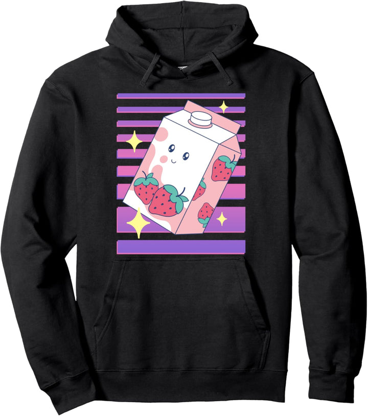 Japanischer Anime Vaporwave Kawaii Erdbeer Milchshake Pullover Hoodie