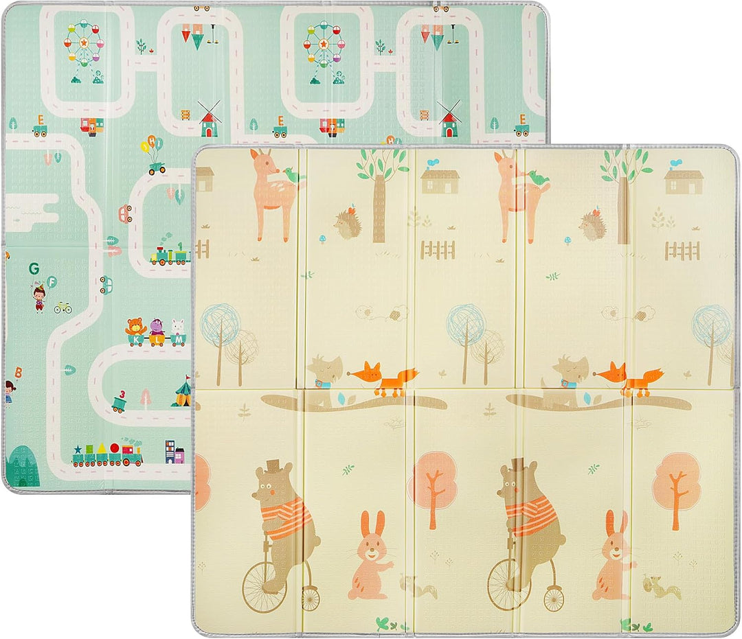 Krabbelmatte Baby 180x200 cm, Faltbare Spielmatte 1,5 cm Dick XPE, Weich & Rutschfest, Wasserdicht A