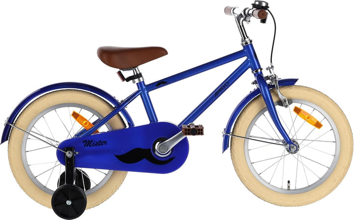 AMIGO Mister Kinderfahrrad - Jungenfahrrad - 16 Inch 24 cm - Rücktrittbremse - Blau