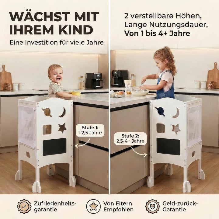 Lernturm ab 1 Jahr - Lernturm klappbar inkl. 360° Sicherheitsnetz - Extra Stabiler und massiver Lear
