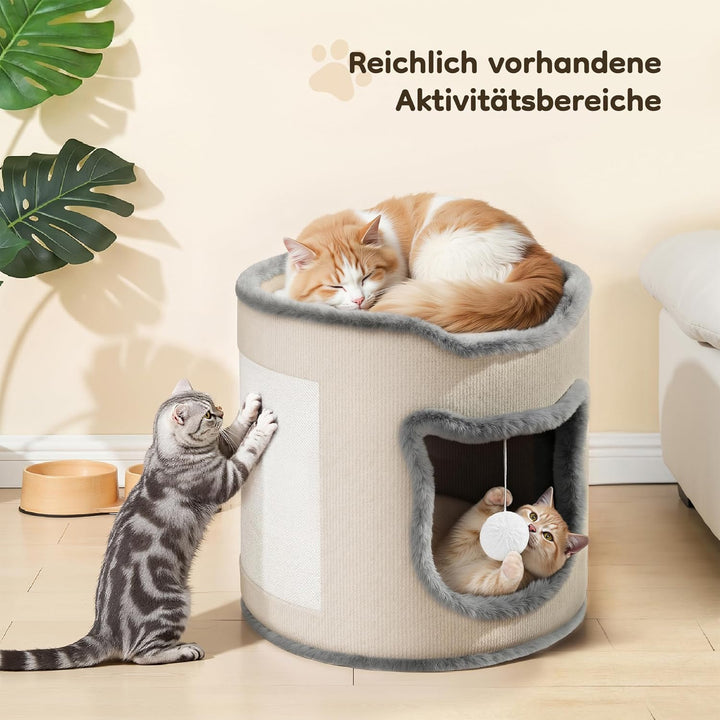 40x40x34cm Grosses Katzenhaus, belastbar 30 kg, Komfortables Katzenbett, Katzen Bettchen, Katzenhöhl