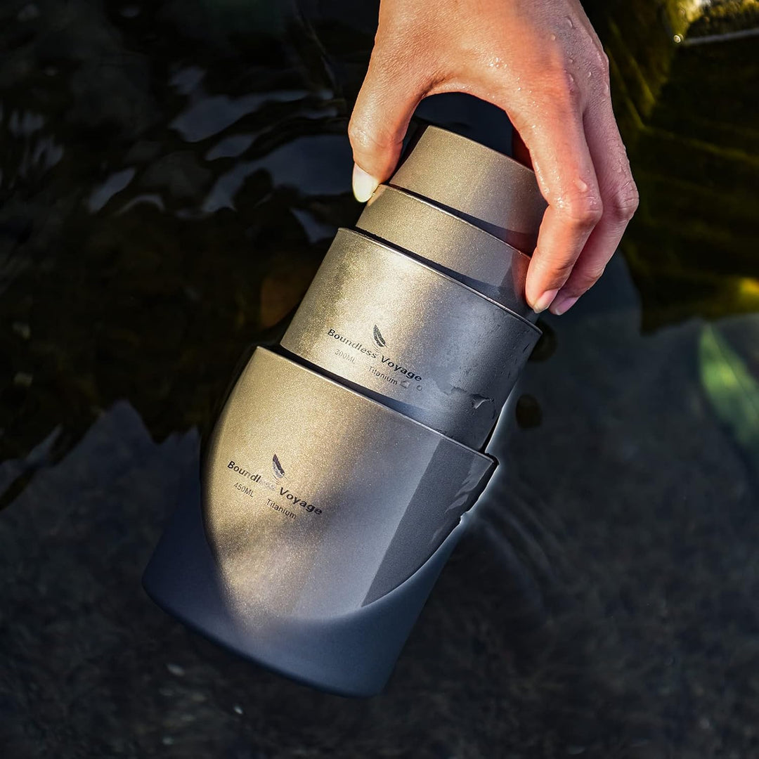 Boundless Voyage 300ml Doppelwandiger Titanbecher Hitzebeständiger Mini-Tee-Getränkebecher Outdoor-C