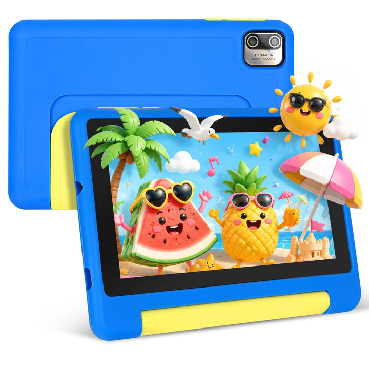 7 Zoll Kinder Tablet mit Hülle, Android Tablet für Kinder, 8GB+64GB(128GB TF Expand), 1024x600 HD Di