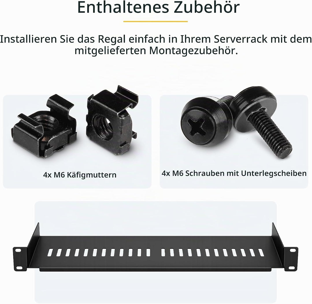 StarTech.com 1HE Fachboden - 1U perforiertes Universal-Rack-Montage-Regal für 19 Zoll Netzwerkschrän