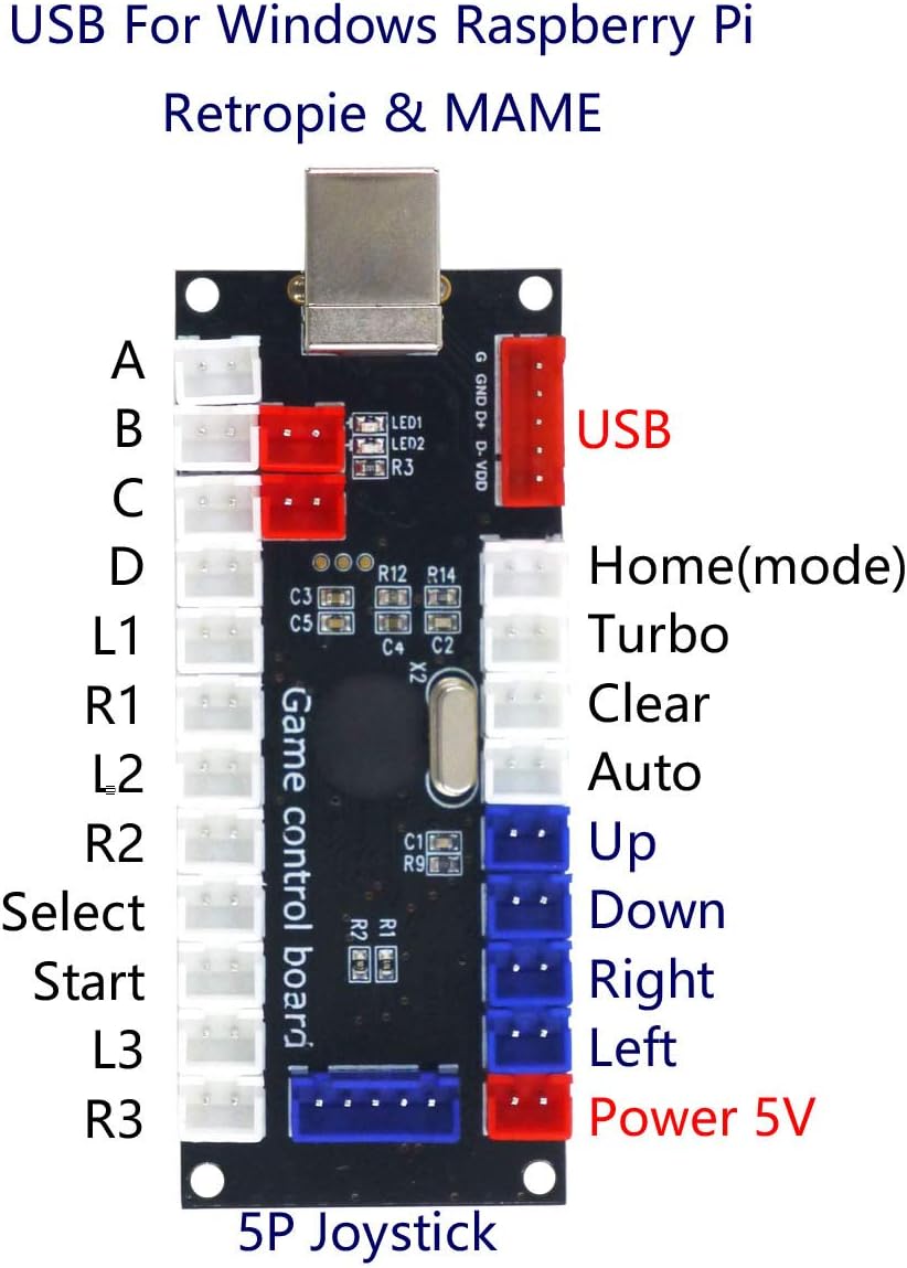 Arcade Game Controller USB Encoder Zero Delay 2 Player to Joystick Button for PC MAME Raspberry Pi R