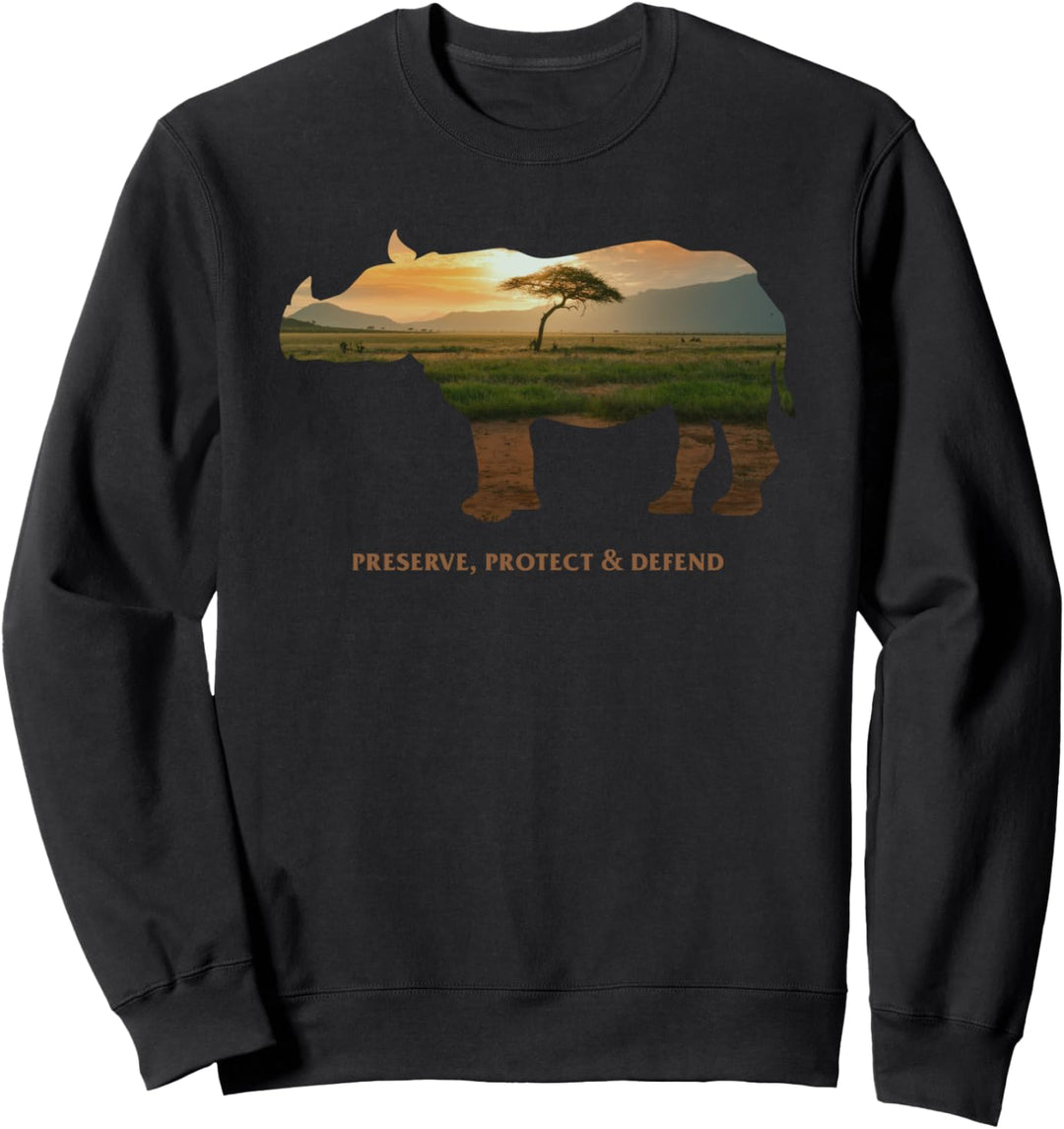 Preserve Protect Defend Klimaschutz Umweltschutz Nashorn Sweatshirt