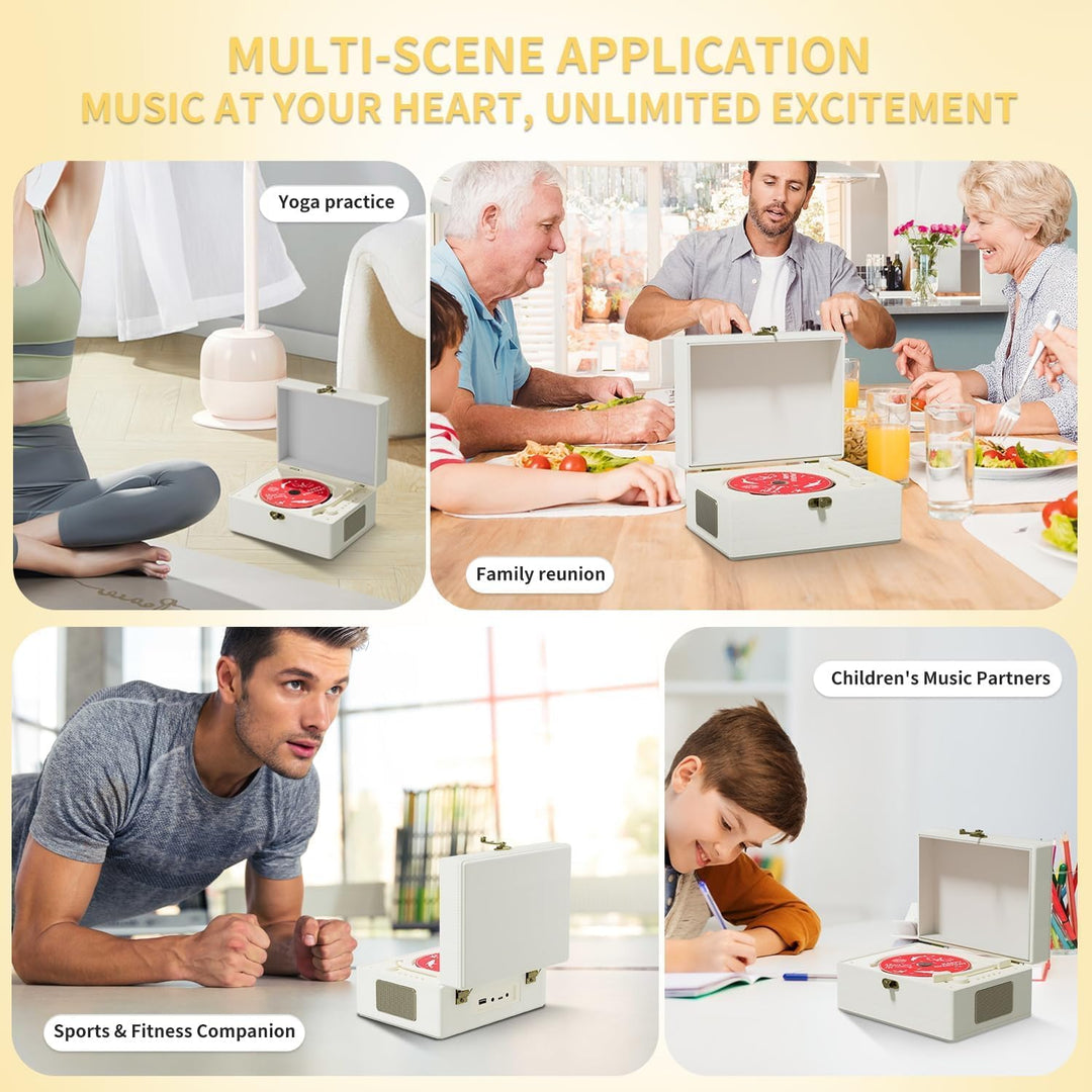 Yintiny Wiederaufladbarer CD-Player aus Leder mit Lautsprechern; Bluetooth-Sender; Festival-Geschenk
