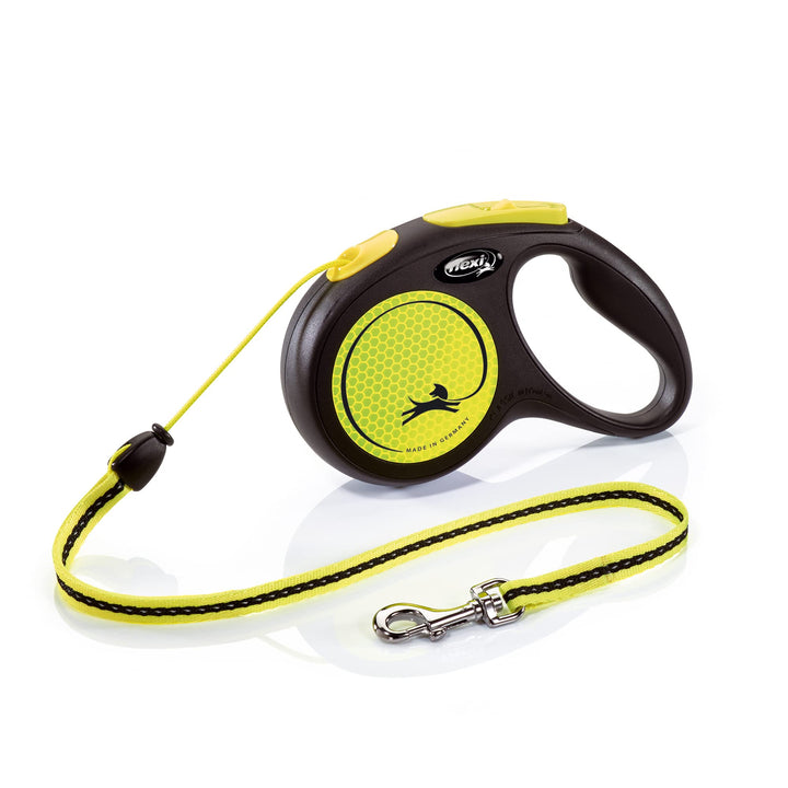 flexi New NEON M Seil 5 m schwarz/Neongelb für Hunde bis 20 kg, M 5 m