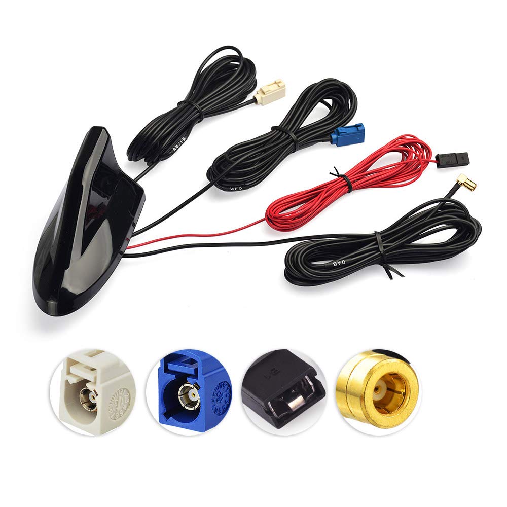 Eightwood DAB Aerial DAB+ DAB Car Aerial Car Radio Aerial DAB Splitter SMB Fakra GPS Adapter AM/FM A