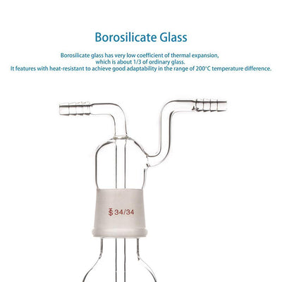 stonylab Gaswaschflasche, Borosilikatglas 34/34 Stopper Gas Bubbler Gaswaschflasche mit Frittenschei