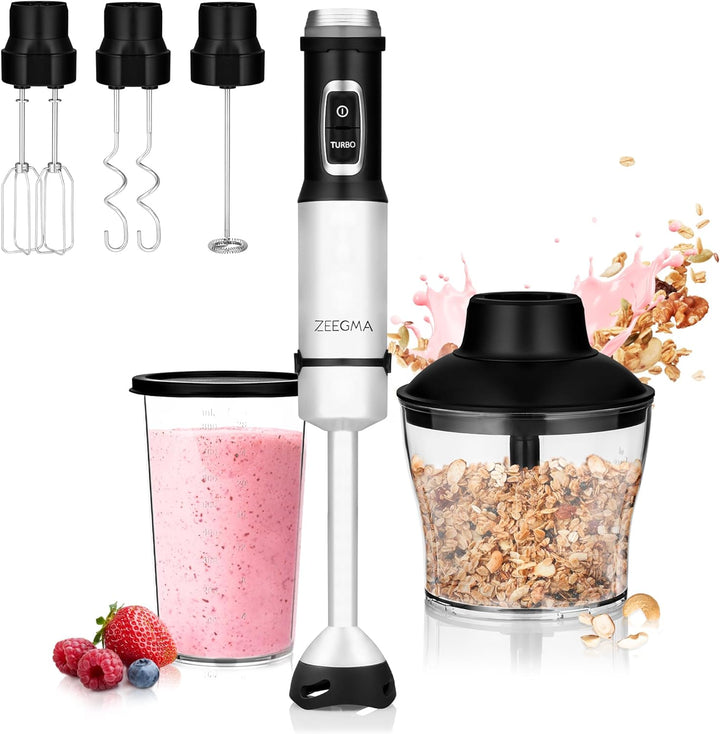 ZEEGMA Handy Chef Stabmixer 5in1 multifunktional 1500W, Düsensatz: Pürierstab, Mixer, Quirl, Rührhak