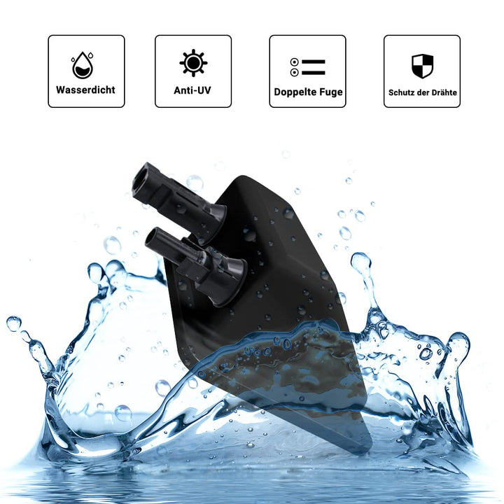 Sayhome ABS Double Solar Kabeleinführung Gehäuse mit 10ft 10awg weichem Kupferkabel, für Wohnmobil,