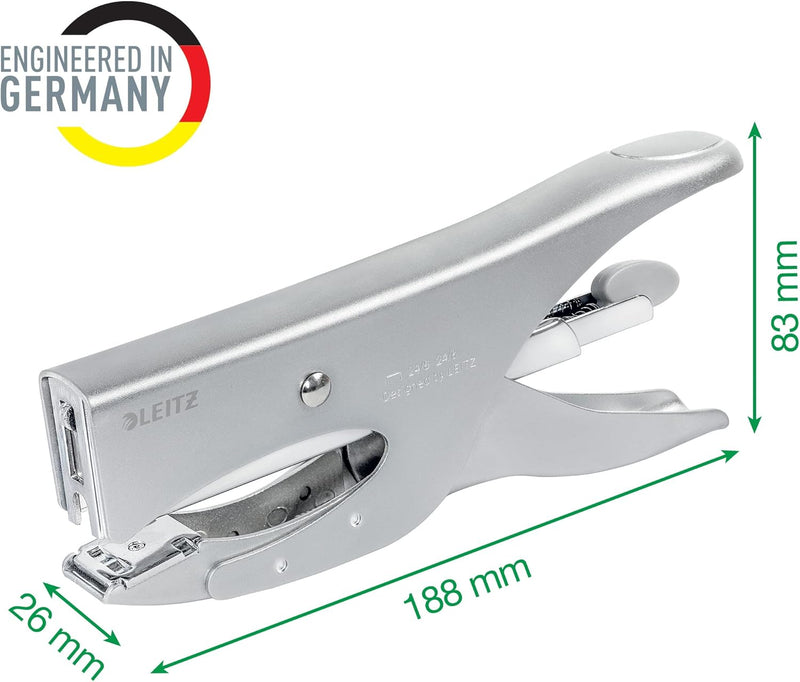 Leitz Heftzange, Für 40 Blatt, Ergonomisches Design aus Metall, Hinterlademechanik, Für Heftklammern