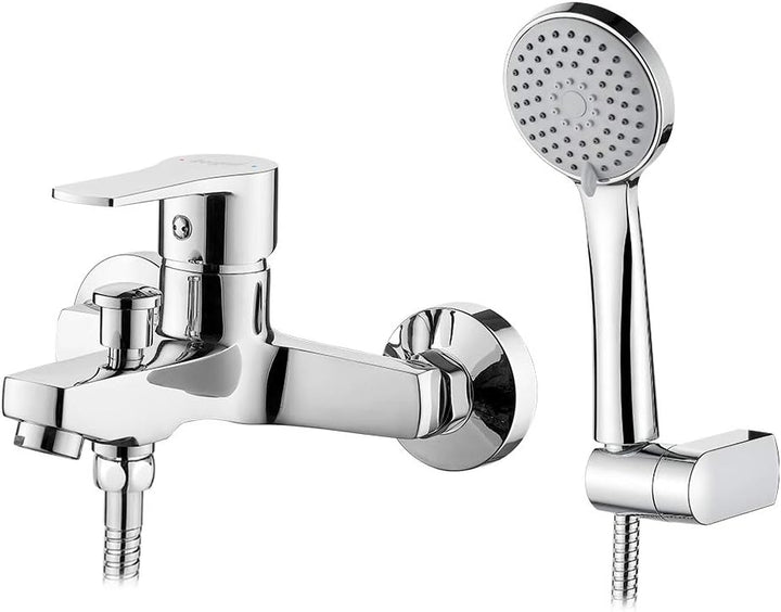 Ibergrif Star - Einhebel Badewannenarmatur Set, Wannenbatterie mit Duschkopf, Duschkopfhalter, und B