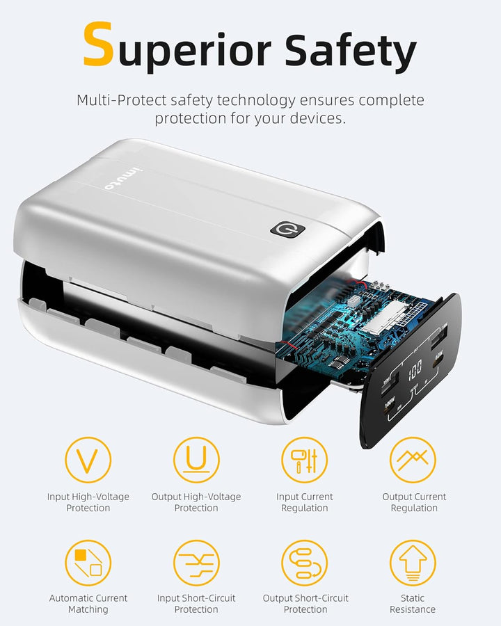 imuto Powerbank USB C 100W, 26800mah Power Bank Schnellladefunktion PD3.0 Externer Handy-Akku Tragba