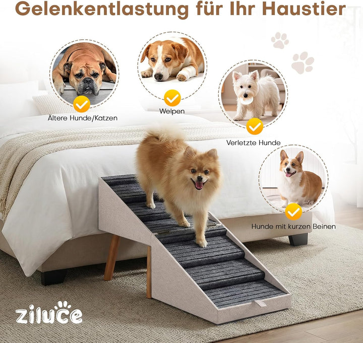 Hunderampe für Bett und Couch, Hundetreppe für grosse, mittlere und kleine Hunde, klappbare 2-in-1-H