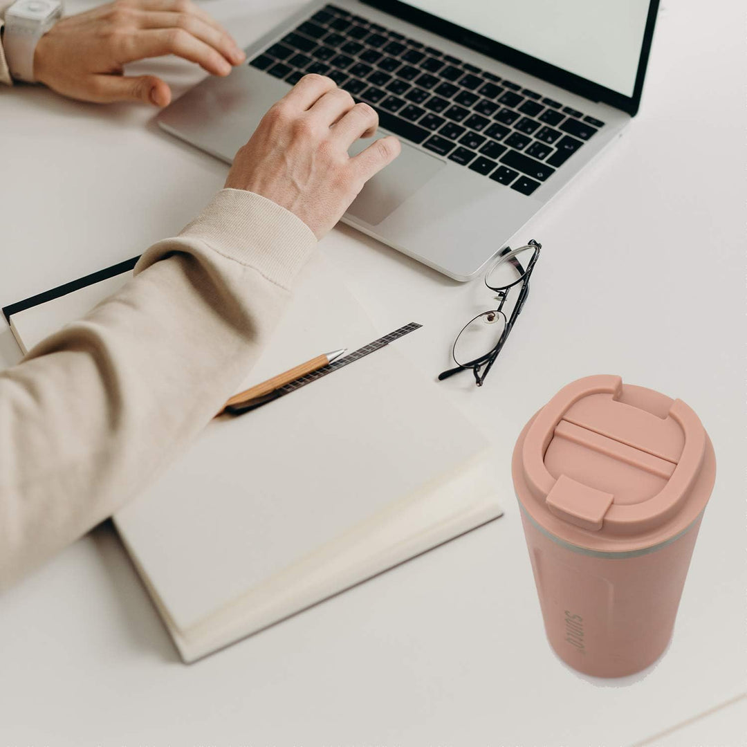 SUNTQ Kaffeebecher to go aus Edelstahl - Thermobecher Doppelwand Isoliert - Kaffeetasse mit Auslaufs