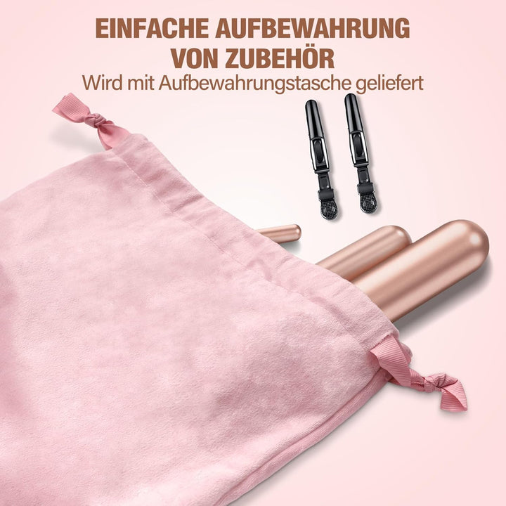 Lockenstab set 3 Fässer 5 in 1-BESTOPE PRO Lockenstäbe Grosse Locken Keramik Lockenwickler mit Versc
