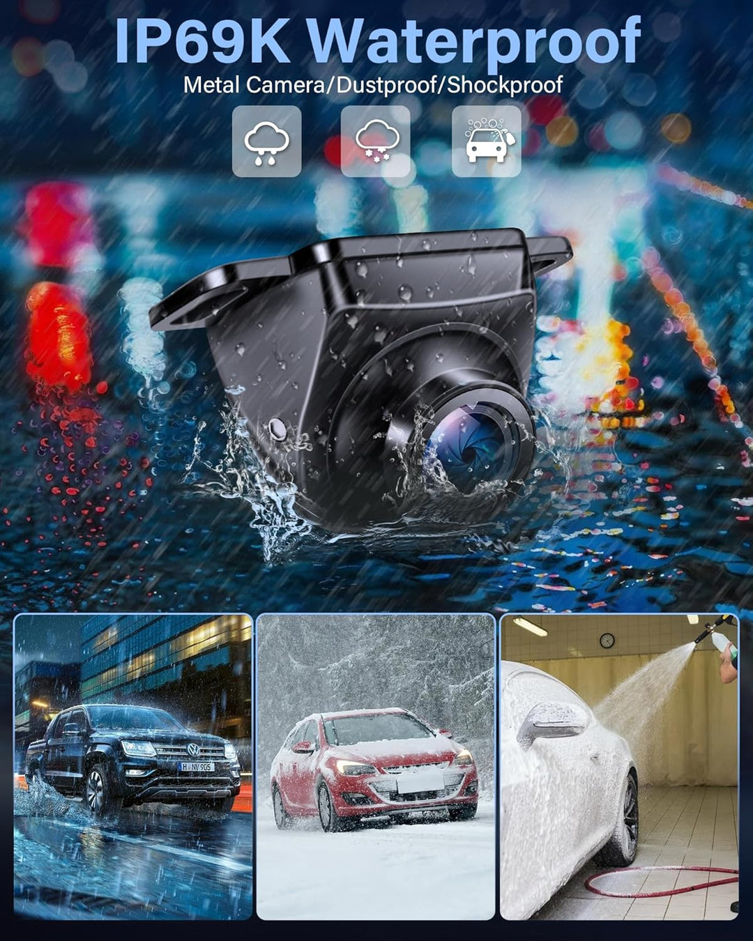AHD 1080P Rückfahrkamera Auto 360°+90° Drehbar Metallgehäuse Universal Ruckfahrkamera mit Nachtsicht