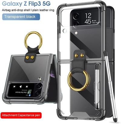 COQUE Hülle für Galaxy Z Flip 4 Handyhülle,Shell All-Inclusive Handyhülle mit Ring-Videoständer,Sams