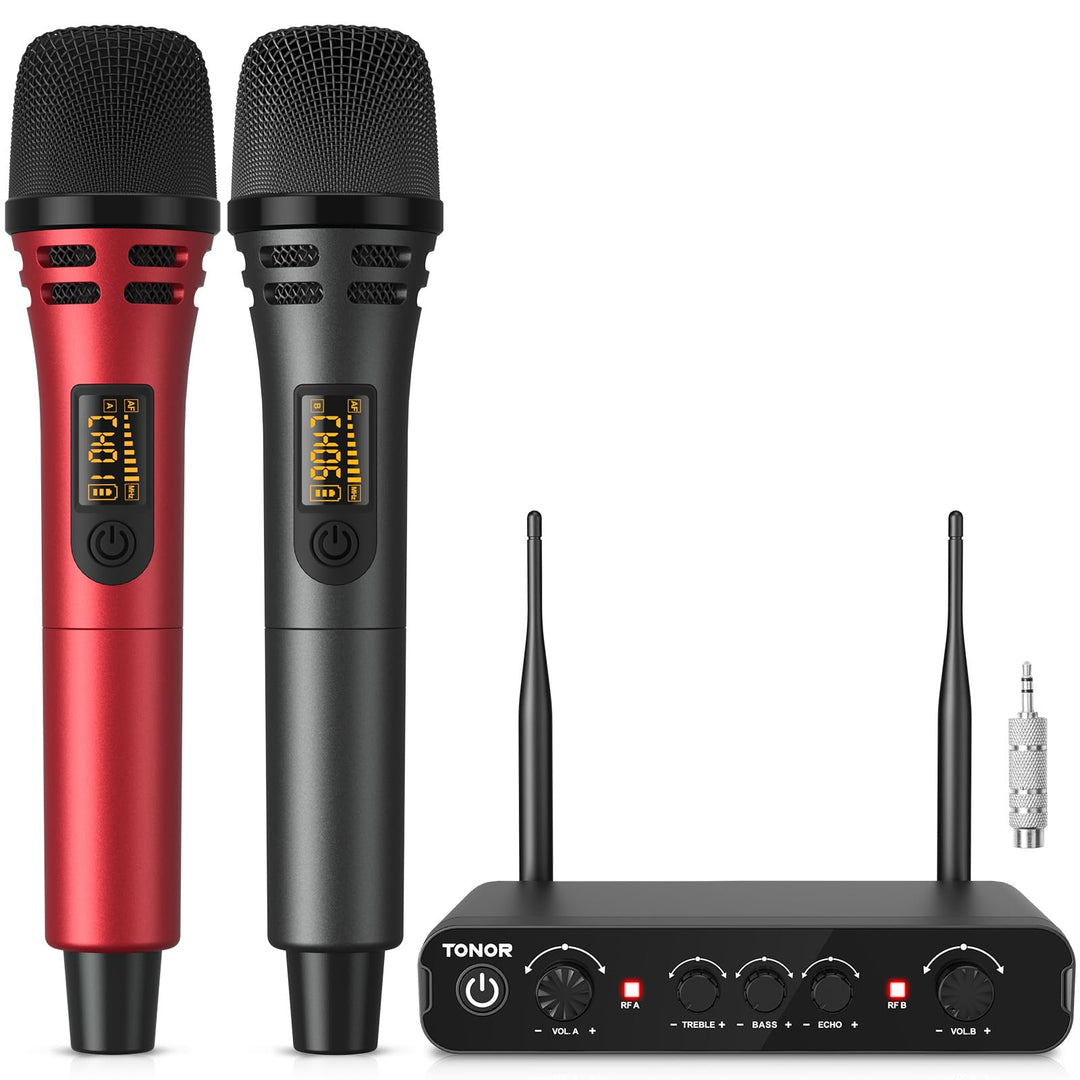 TONOR Dual Funkmikrofonen System kabellos, drahtloses Karaoke Mikrofon Set Wireless Microphone Handm