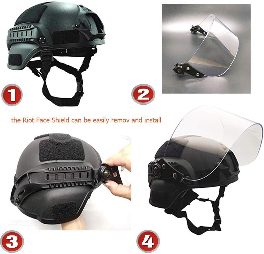 Tactical Area Airsoft Mich 2000 Quick Helm mit NVG Halterung und Schutzbrille. BK, BK