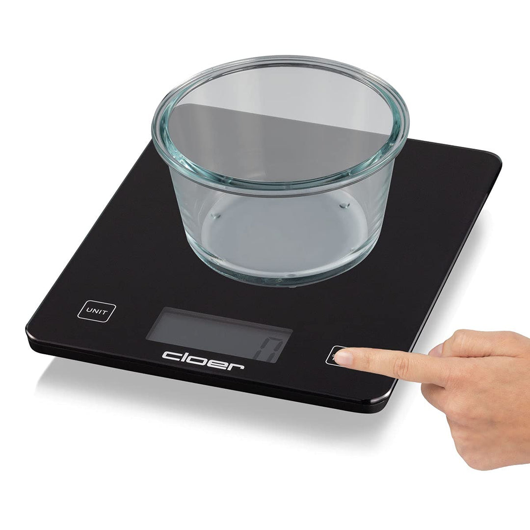 Cloer 6870 Digitale Küchenwaage für bis zu 10 kg, Zuwiegefunktion, Gewichtsmessung in 1g Schritten,