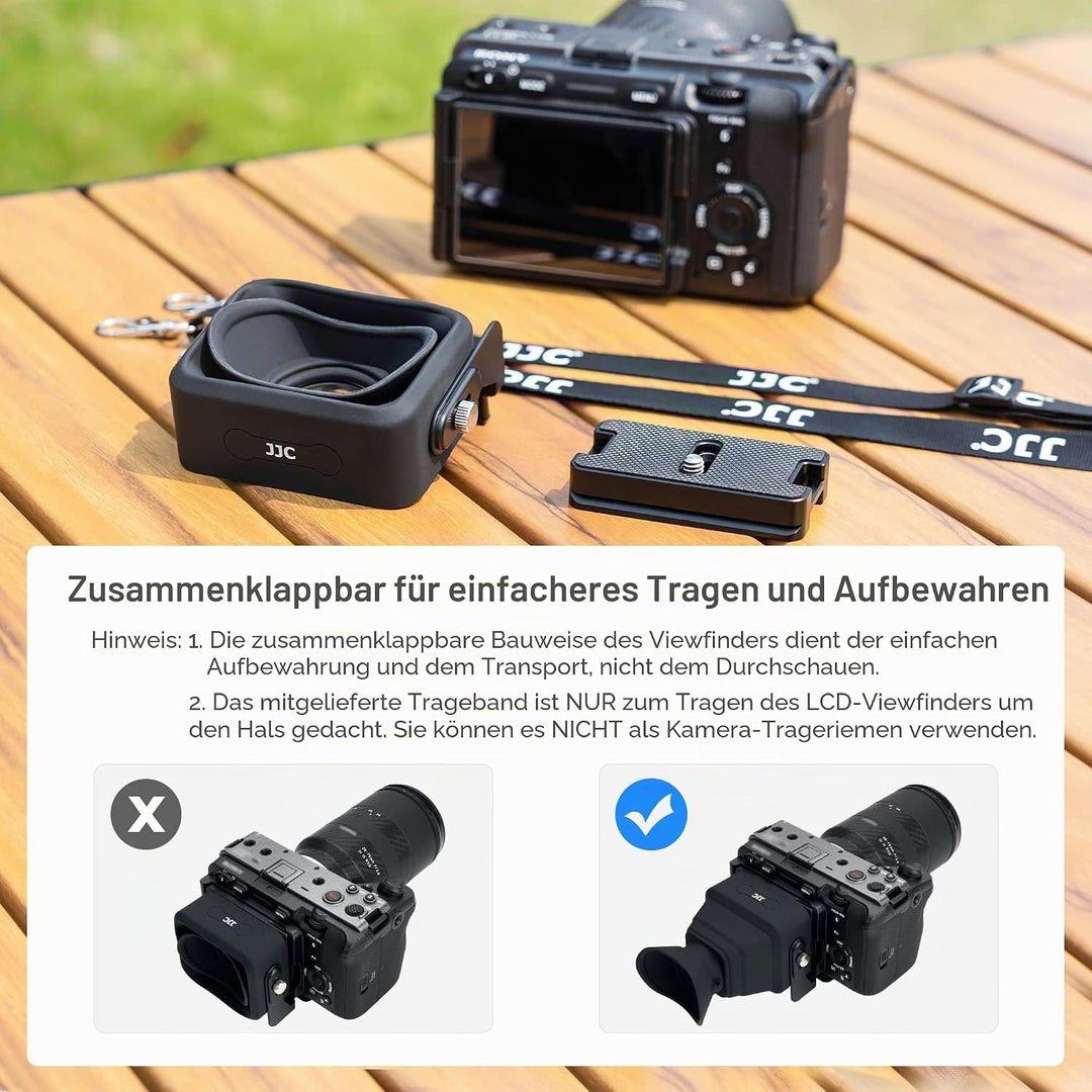 JJC Kamera LCD Sucher Haube mit Grundplatte-Kit für Sony FX30 FX3 Kameras, 3-fache Vergrösserung Ver