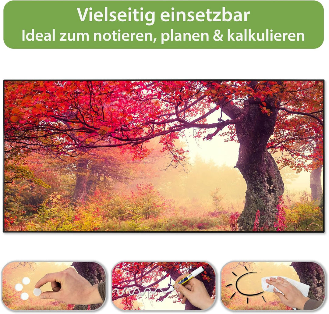 banjado Magnettafel schwarz 78 x 37cm / Magnetwand Metall/Magnetpinnwand als Memoboard/Pinnwand Magn