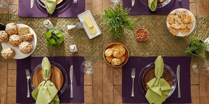 DII Basic Everyday Tischset aus 100% Baumwolle, gerippt, 33 x 48 cm, Aubergine, 6-teilig Auberginefa