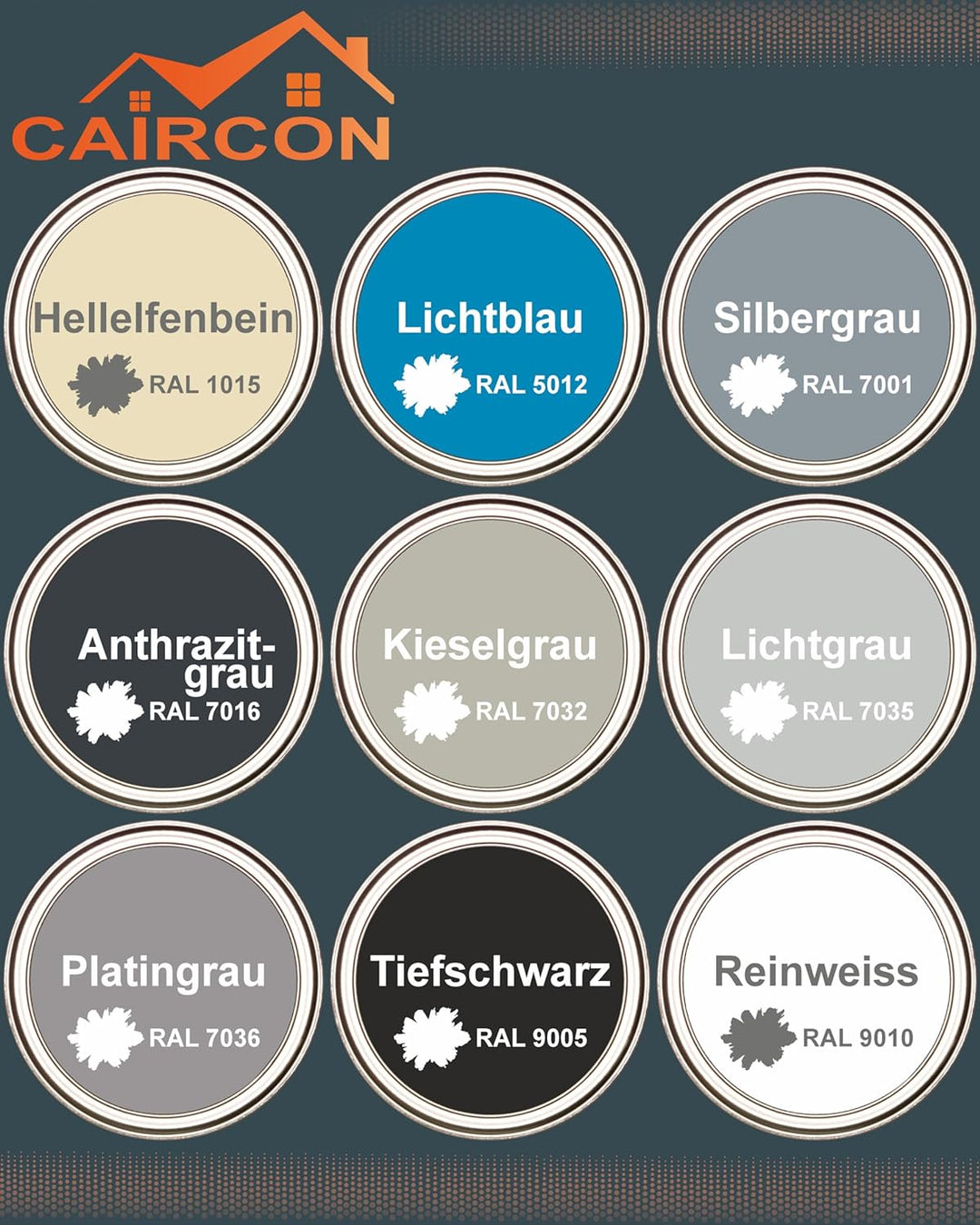 CAIRCON 2K Fliesenlack MATT Wand Boden Fliesenfarbe Badezimmer Küche Kieselgrau - 2,5Kg 2.50 kg (1er