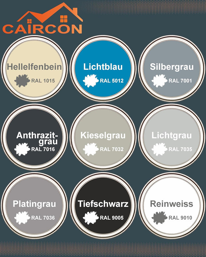 CAIRCON 2K Fliesenlack MATT Wand Boden Fliesenfarbe Badezimmer Küche Kieselgrau - 2,5Kg 2.50 kg (1er