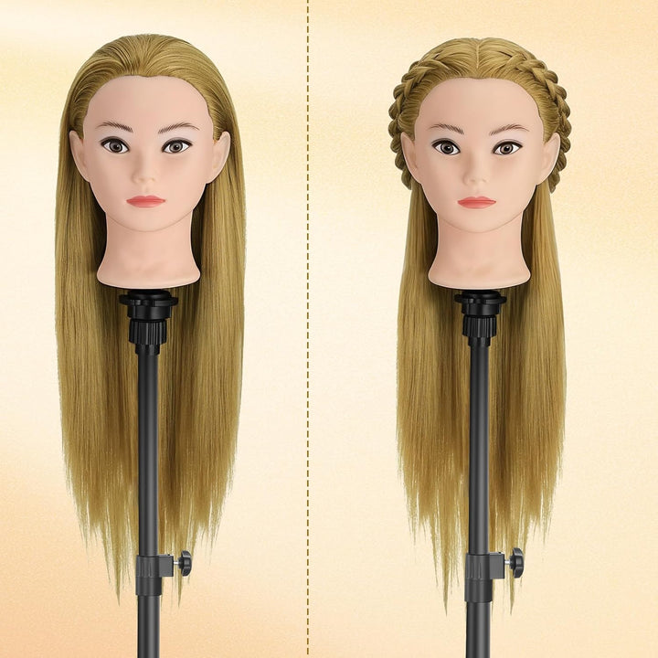 TwoWin Friseurkopf Echthaar mit Ohrlöchern, 71 cm (28 Zoll) 100% Synthetischer Mannequin Frisierkopf
